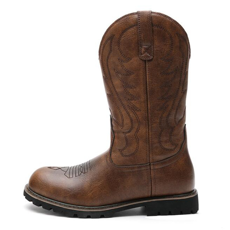 Men Fashion Vintage - Modedesigner Goth Herren Cowboystiefel Slip-on Stickerei