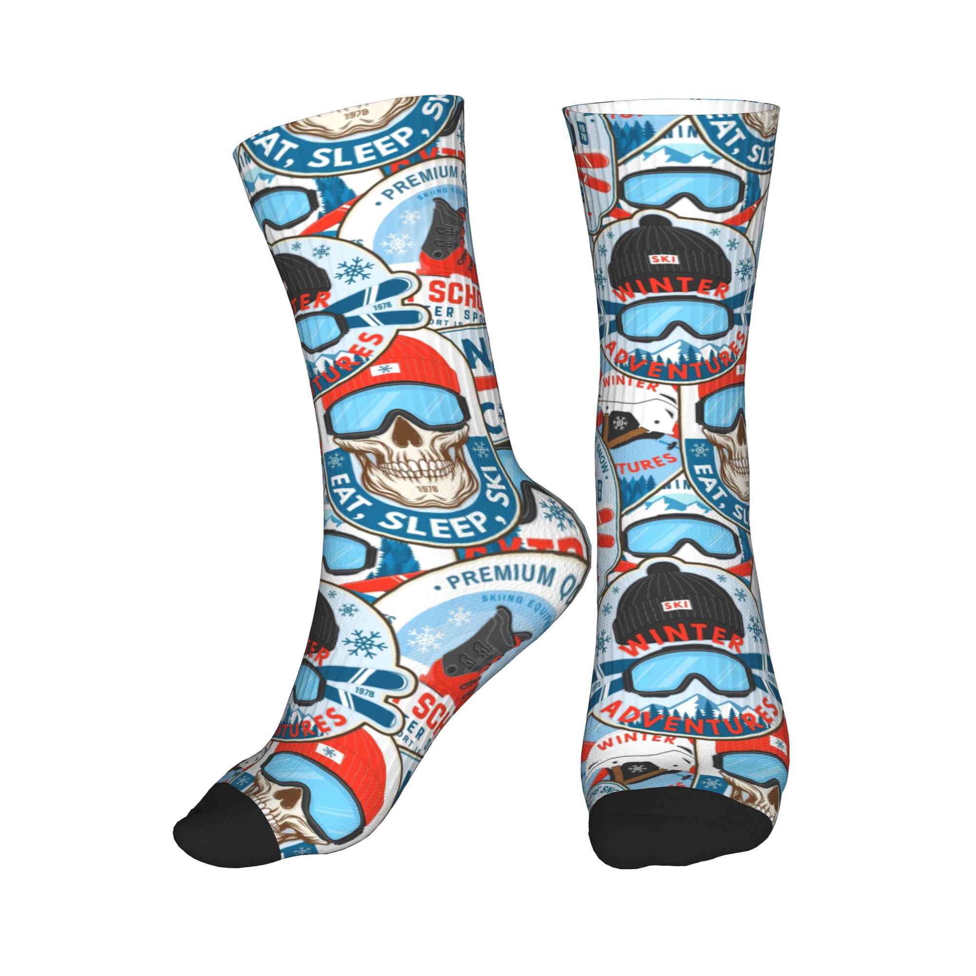 Men Fashion Vintage - Vintage Red Blue Ski Club Socken