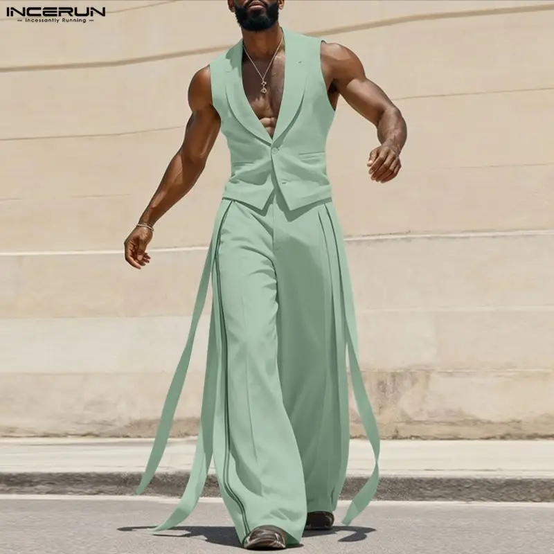Men'S Spring Fashion - INCERUN Herren-Sets Einfarbige V-Ausschnitt Ärmellose Westen