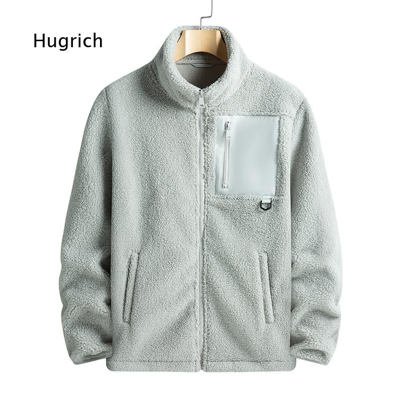 Sherpa Jacket Fleece - Herrenjacke aus Sherpa-Fleece in Hellbraun, Stehkragen,