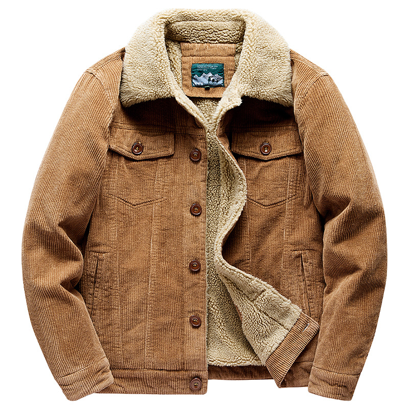 Sherpa Jacket Fleece - Sherpa Dicke Cord-Cargo-Jacke Herren Vintage Fleece