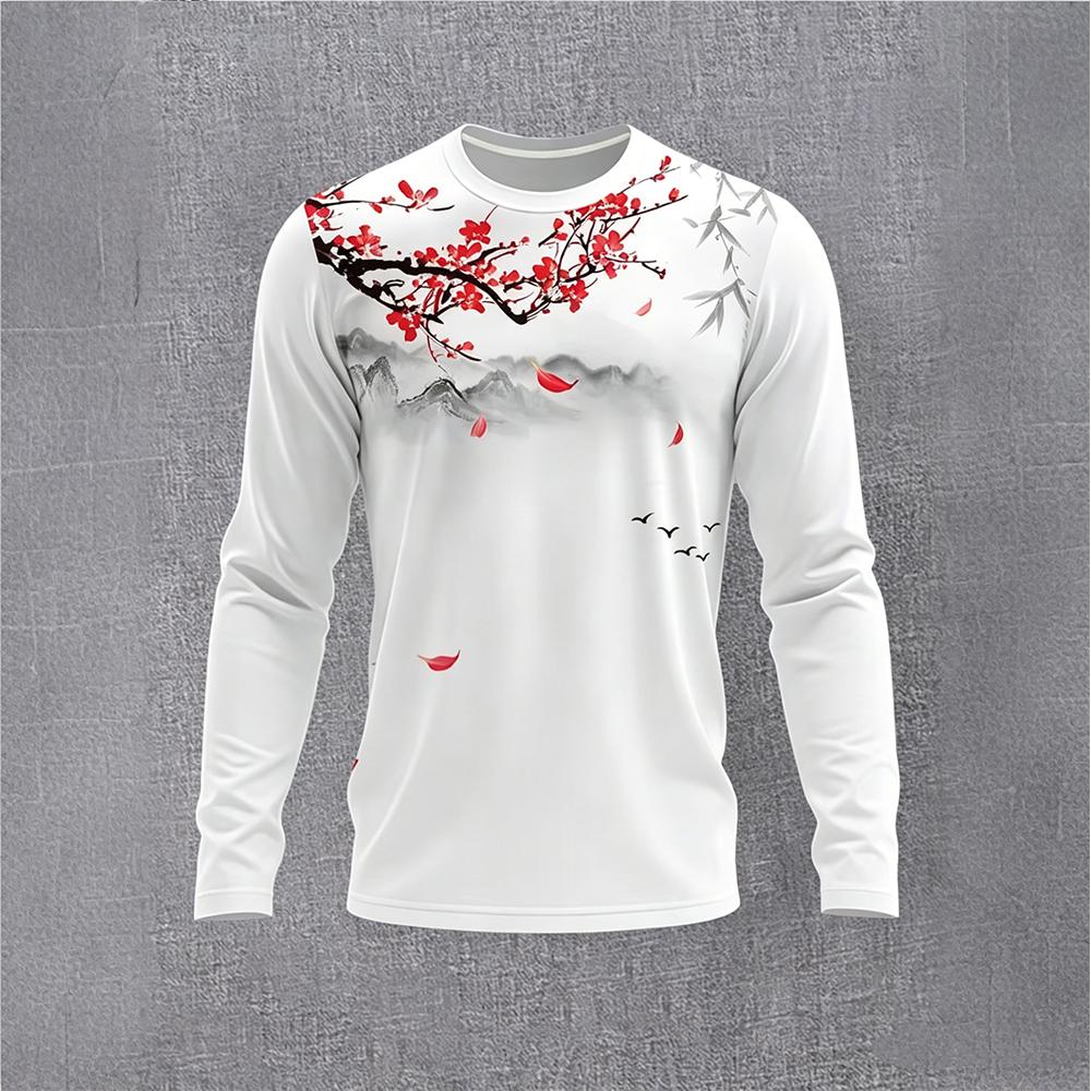 Men Fashion Vintage - Langärmliges T-Shirt im chinesischen Stil mit