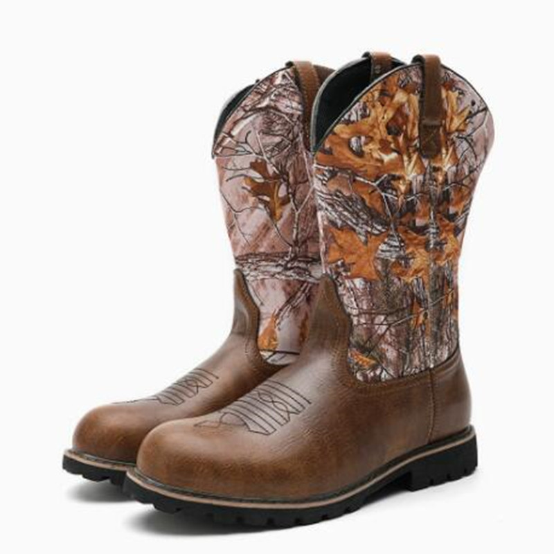 Men Fashion Vintage - Herrenstiefel, klassische handgefertigte Lederstiefel mit Stickerei,