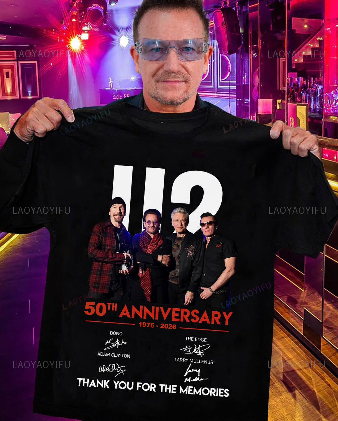 Men'S Fashion Over 50 - U2 Band 50. Jahrestag Grafik-T-Shirt Unisex
