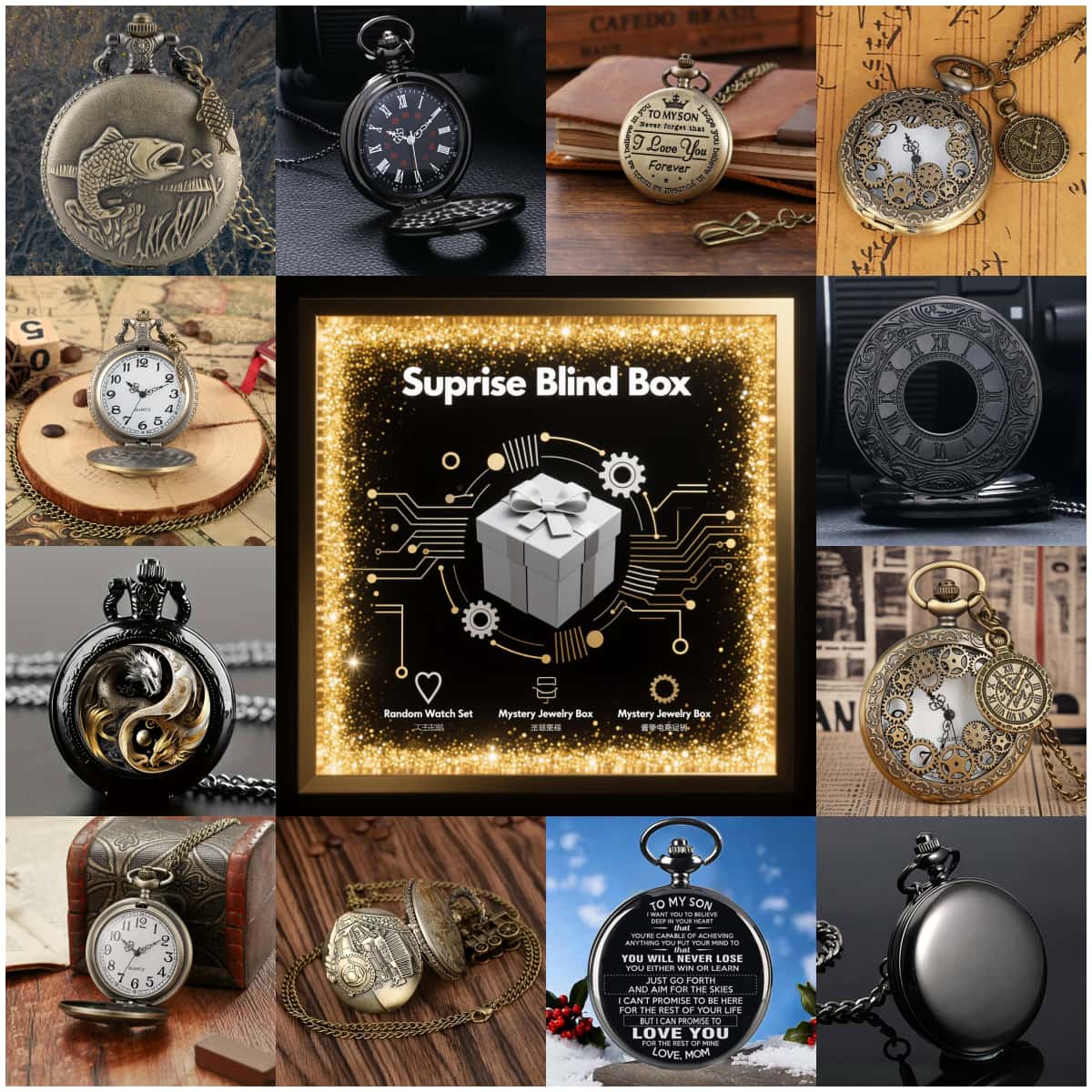 1PC Surprise Mystery Watch Bli – Men Fashion Vintage Bewertung und Preis